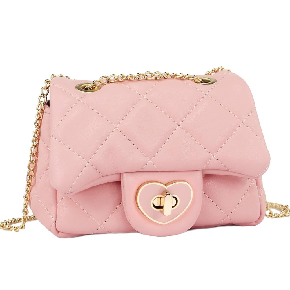 Pink Quilted Chain Shoulder Bag for Girls.